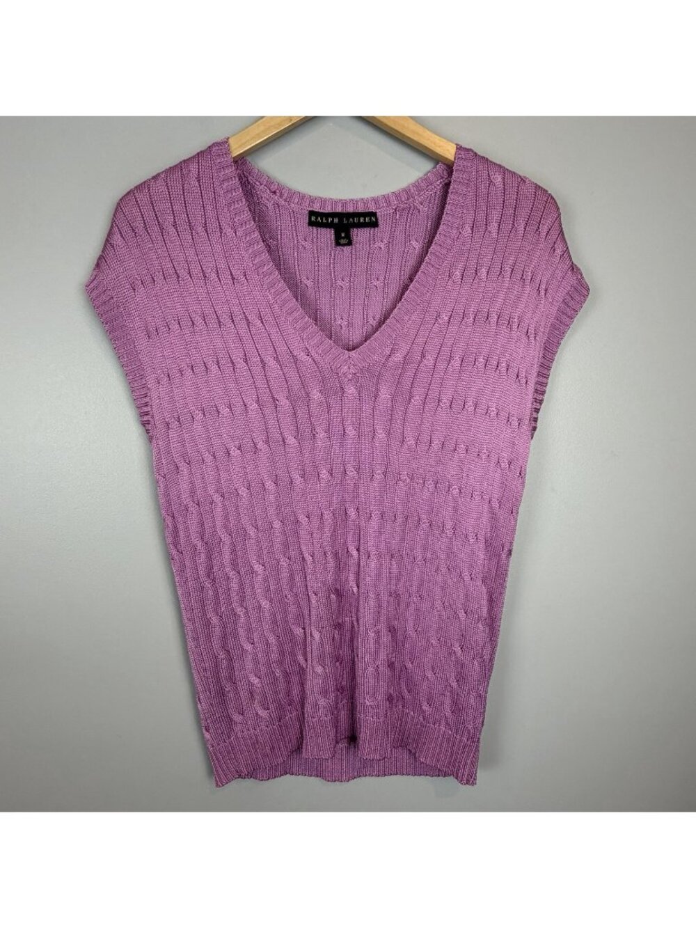 Ralph Lauren Black Label Silk Sweater Womens Size Medium Cable Knit DAMAGED